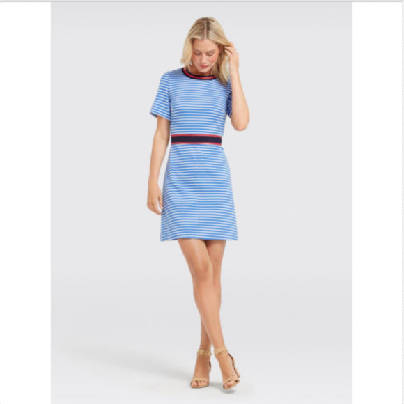 DRAPER JAMES PERSLEY PONTE KNIT BLUE STRIPED DRESS - Picture 3 of 7